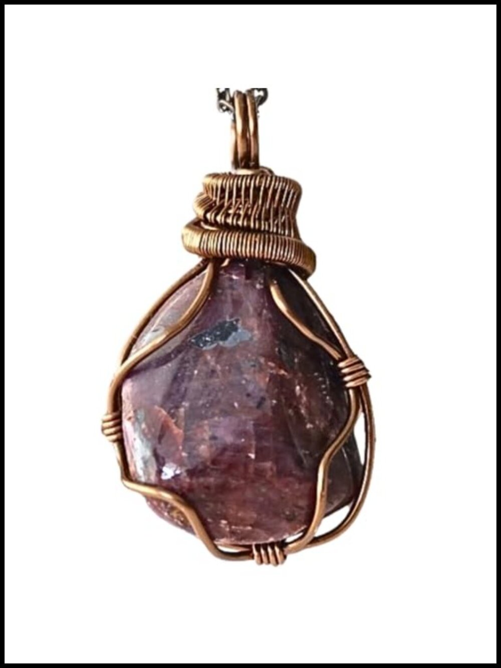 Raw Gemstone Birthstone Necklace with Antique Bronze Chain, Handmade Pendant